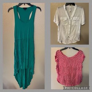 Bundle Deal! 1 Tank Style High Low Dress plus 4 Tops all sz. L